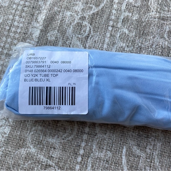 NWT Pastel Blue Asymmetrical Y2K 2000s Strapless Off Shoulder Tank Tube Top - Picture 5 of 6